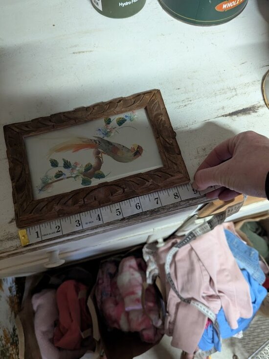 Vintage Bird Painting with Feather Embellishment - Picture 6 of 7